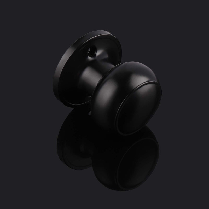 Probrico Door Knob One Side 4 Pack  Fake Door Handles Dummy Function for Closet French Doors  Matte Black Finish Inactive Levers  Flat Ball Knob - Image 2